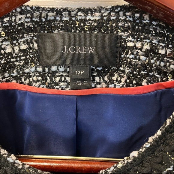 J. Crew Lady Day Black and White sequins Tweed Blazer size 12P, bell sleeves - Picture 3 of 15